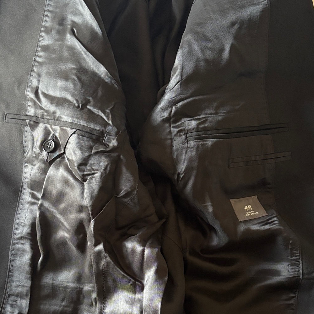 H&M SLIM FIT BLACK WOOL BLEND JACKET 46R - Picture 8 of 12
